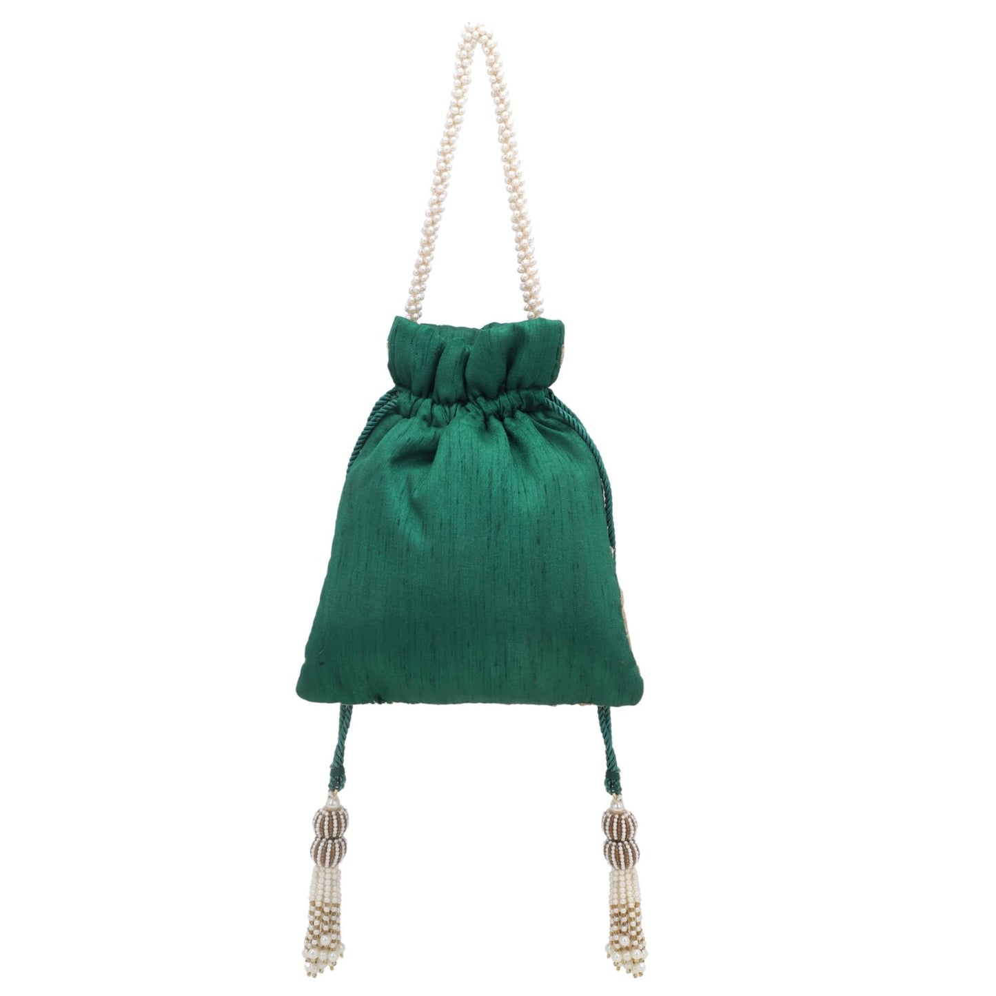 Designer Green Silk Embroidery Wedding Potli Bag