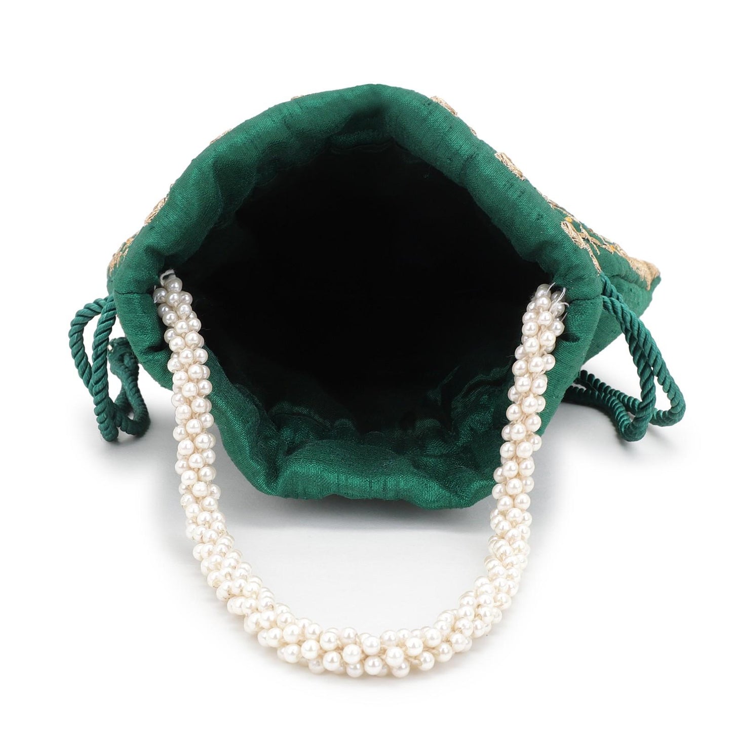 Designer Green Silk Embroidery Wedding Potli Bag