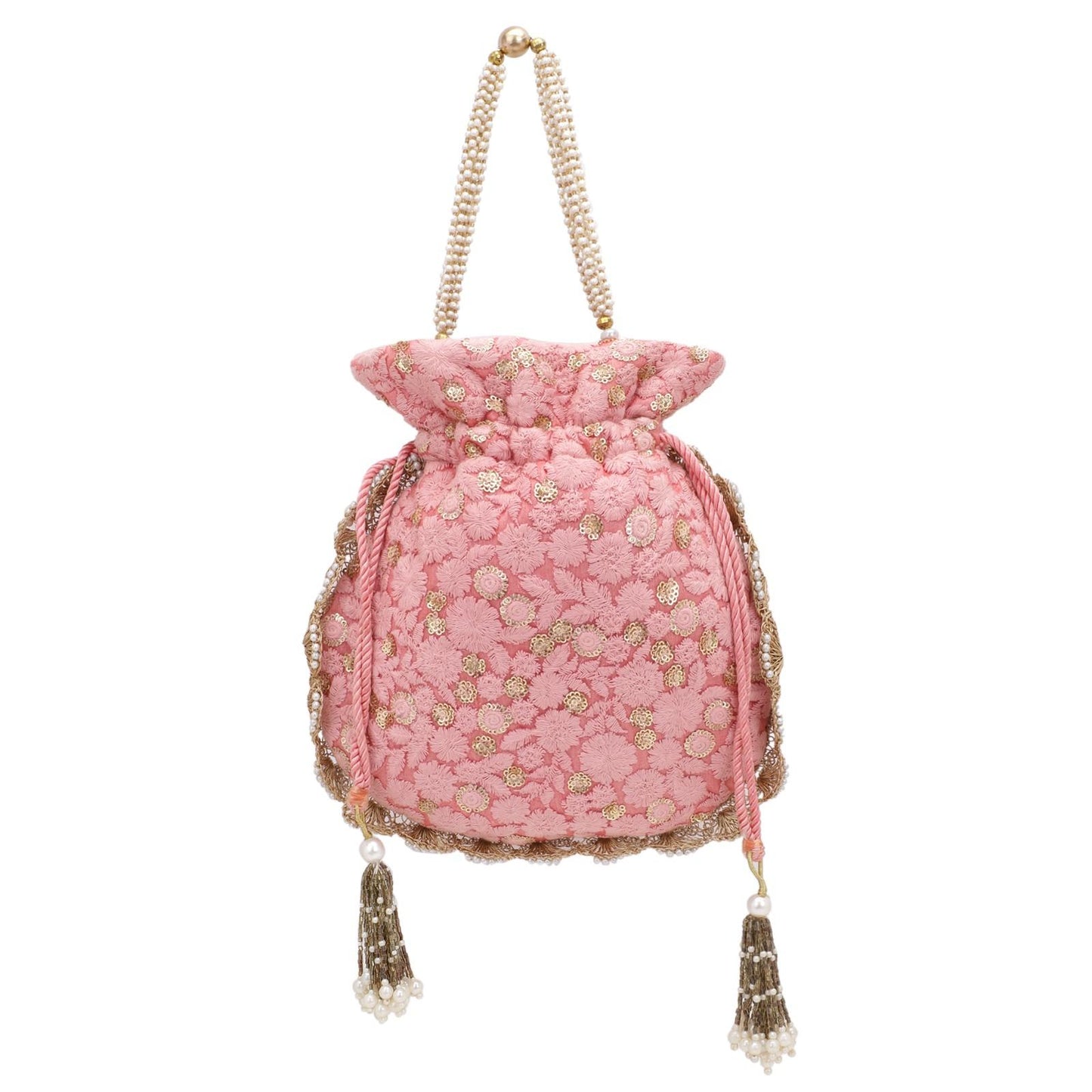 Designer Pink Embroidery Party Festive Potli Bag