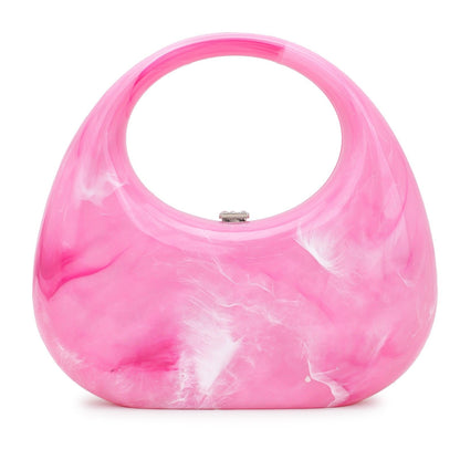 Moon Clutch Pink Purse Evening Handbag for Women Crossbody Sling Bags