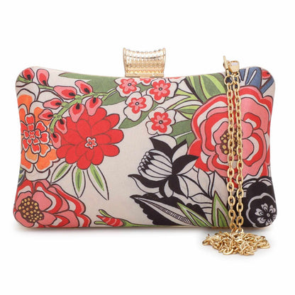 Printed Floral Embroidery Party Festive Clutch Bag for Women
