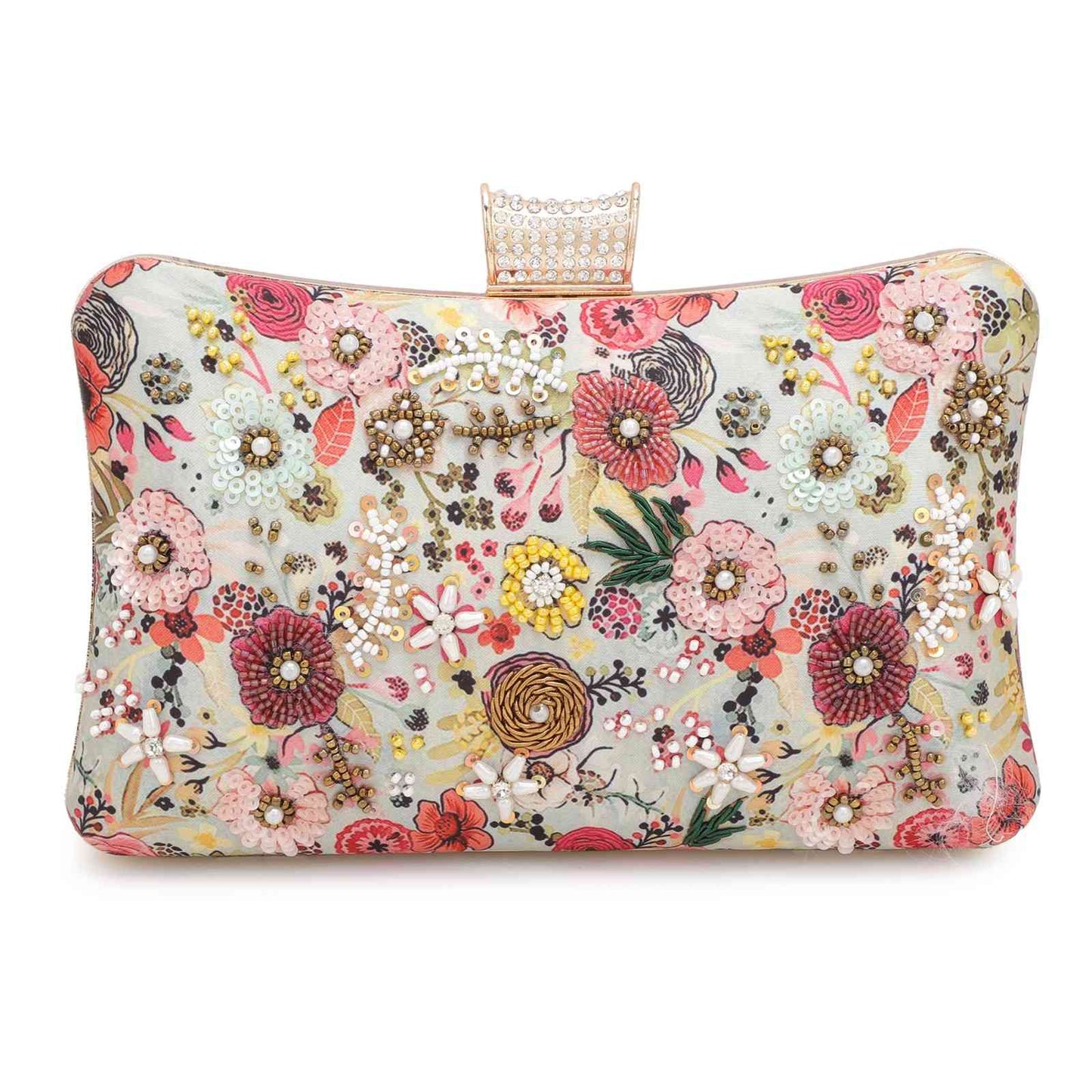 Printed Floral Embroidery Party Festive Clutch Bag for Women