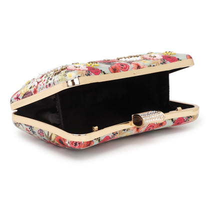 Printed Floral Embroidery Party Festive Clutch Bag for Women