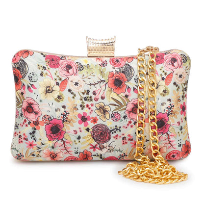 Printed Floral Embroidery Party Festive Clutch Bag for Women