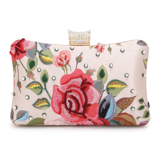 Printed Floral Embroidery Party Festive Clutch Bag for Women