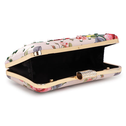 Printed Floral Embroidery Party Festive Clutch Bag for Women