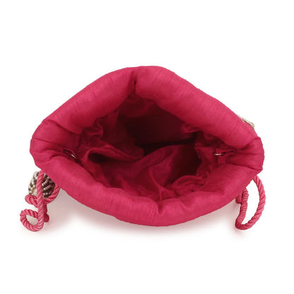 Bridal Designer Red Silk Zardozi Embroidery Wedding Potli Bag