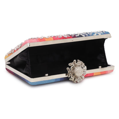 Printed Floral Embroidery Party Festive Clutch Bag for Women