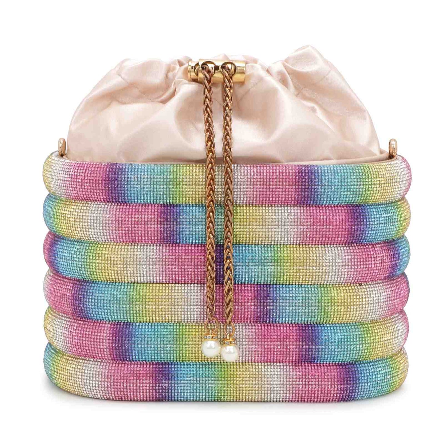 Designer Crystal Unicorn Bucket Evening Party Hand Bag