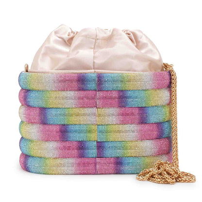 Designer Crystal Unicorn Bucket Evening Party Hand Bag