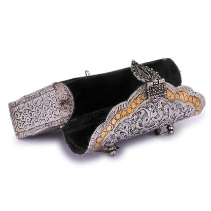 Vintage Gold Silver Brass Metal Party Clutch Bag