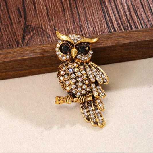 Golden Owl Unisex Brooch Pin