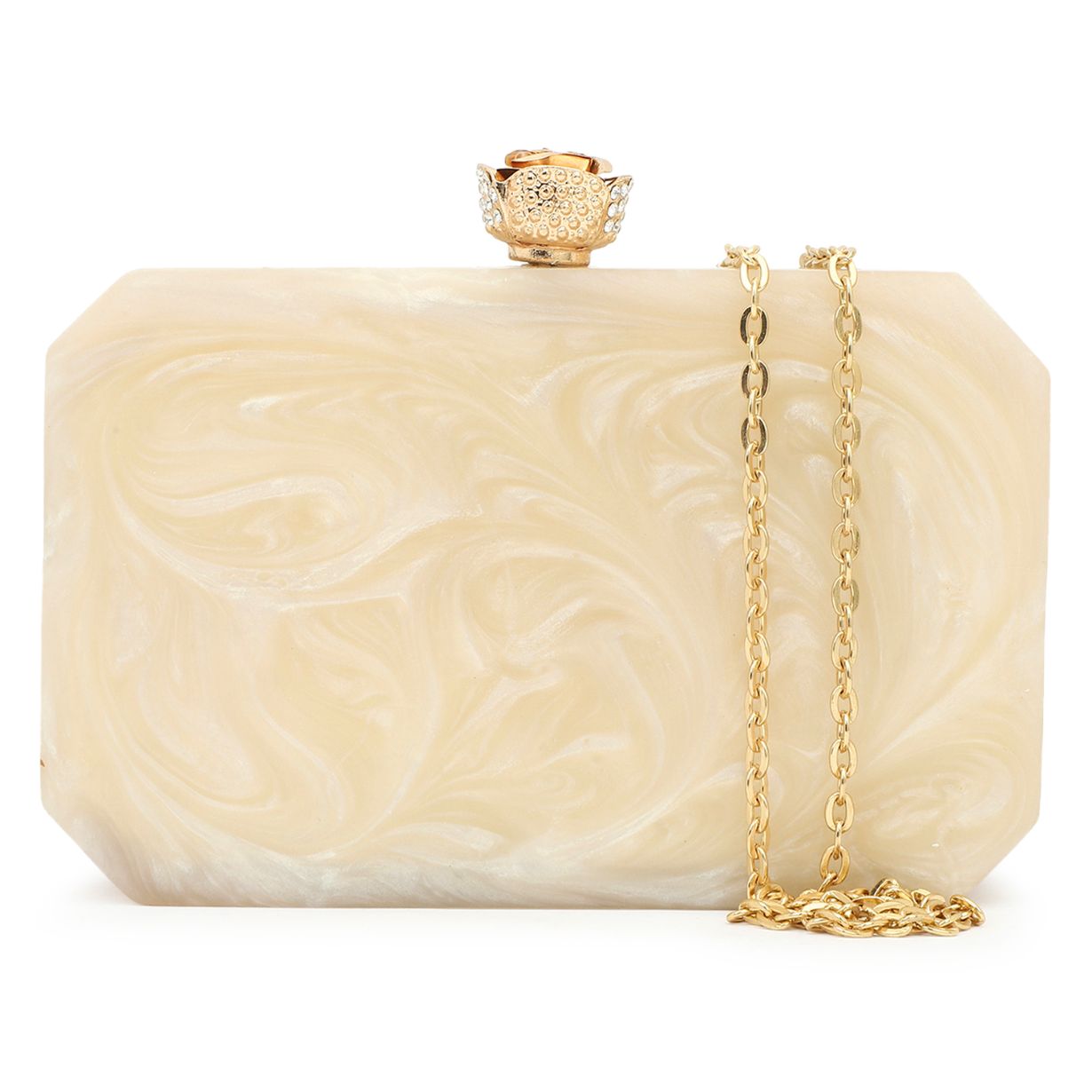 Resin Embellished Crystal Acrylic Party Clutch for Women