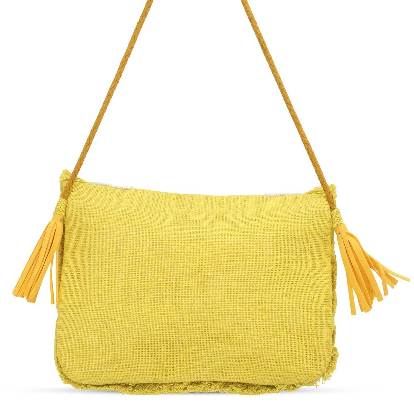 Yellow Coin Mirror Banjara Bag – Boho Clutch, Beaded Bohemian Purse with Tassels & Embroidery