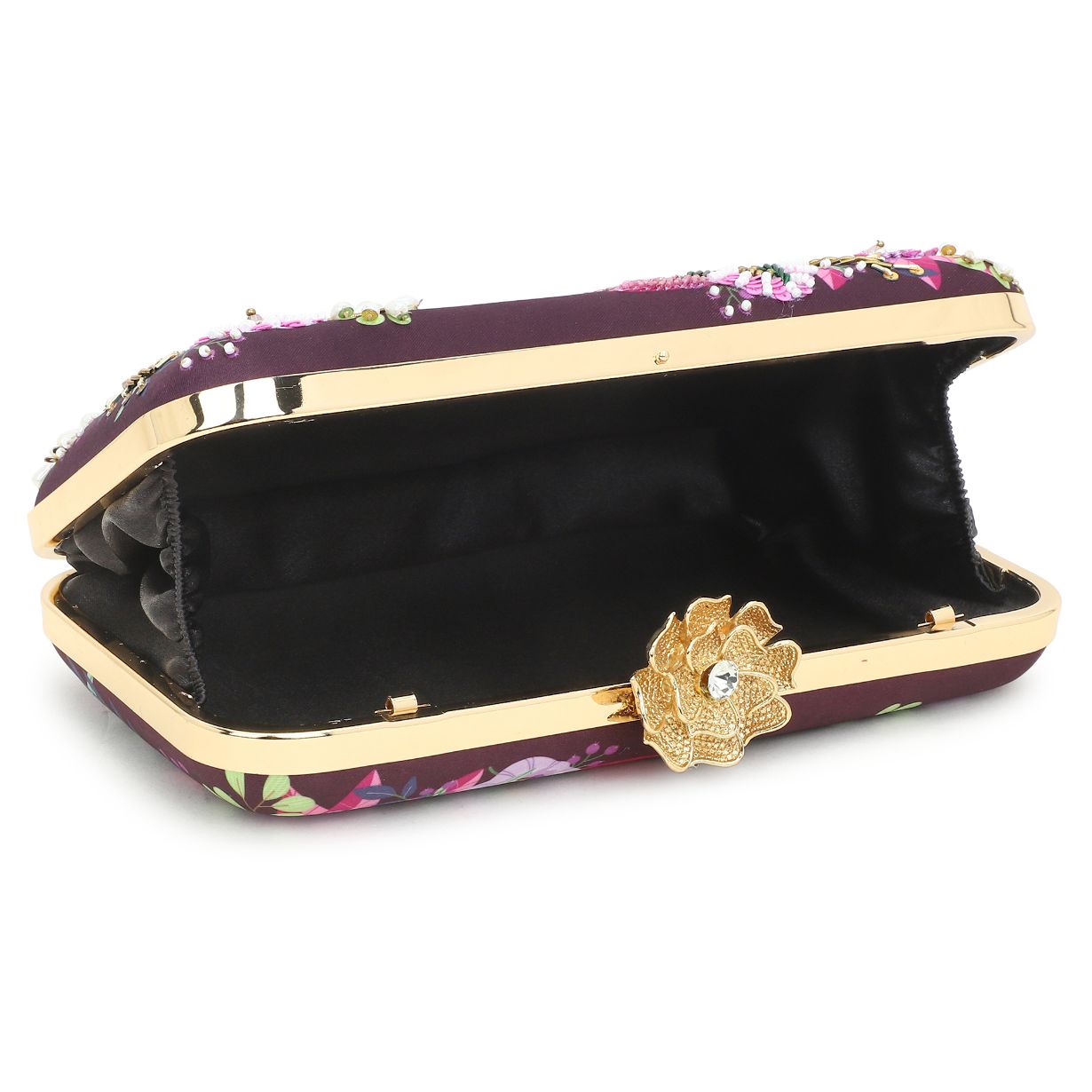 Customized Purple Name Embroidery Highlight Party Clutch