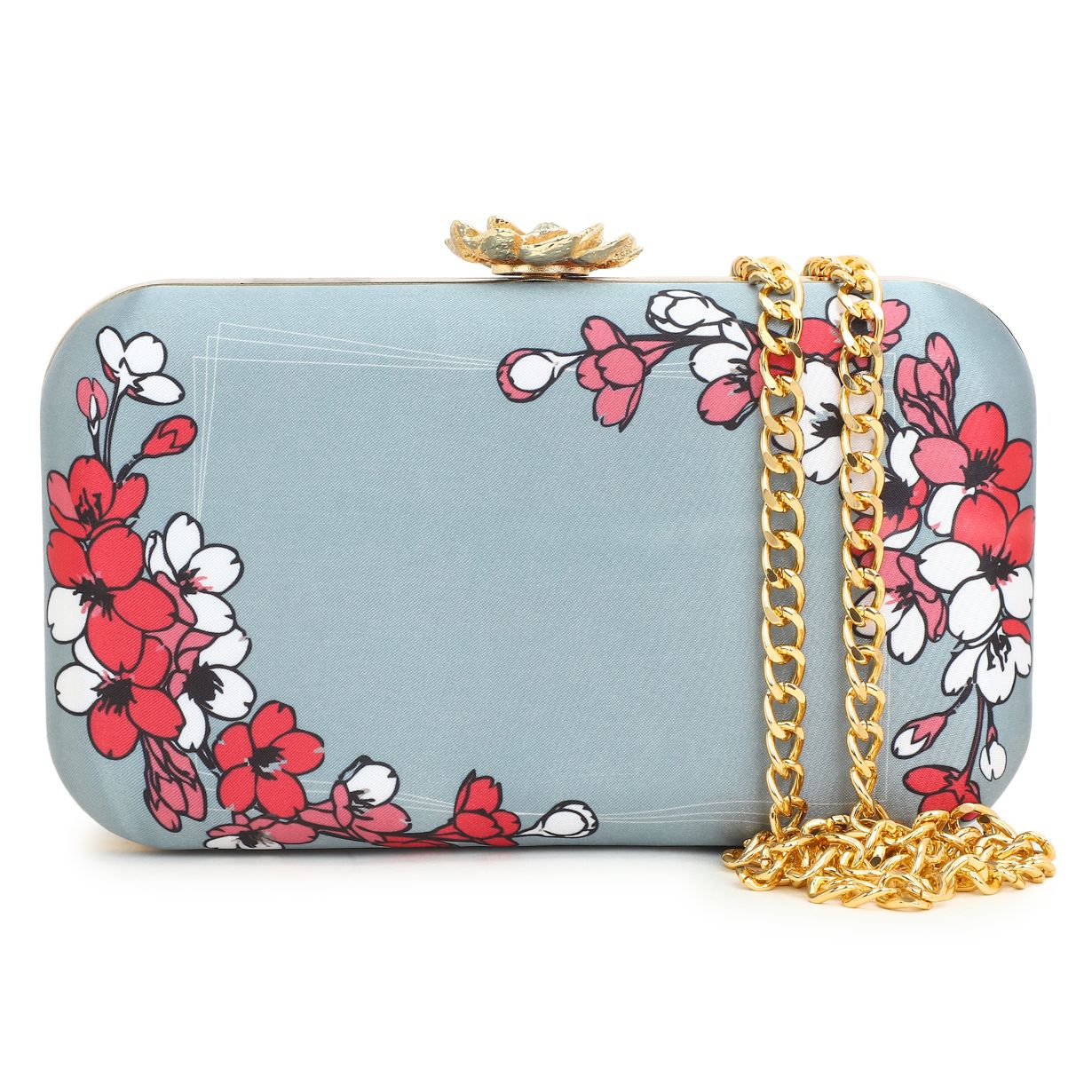 Customized Grey Name Embroidery Highlight Party Clutch
