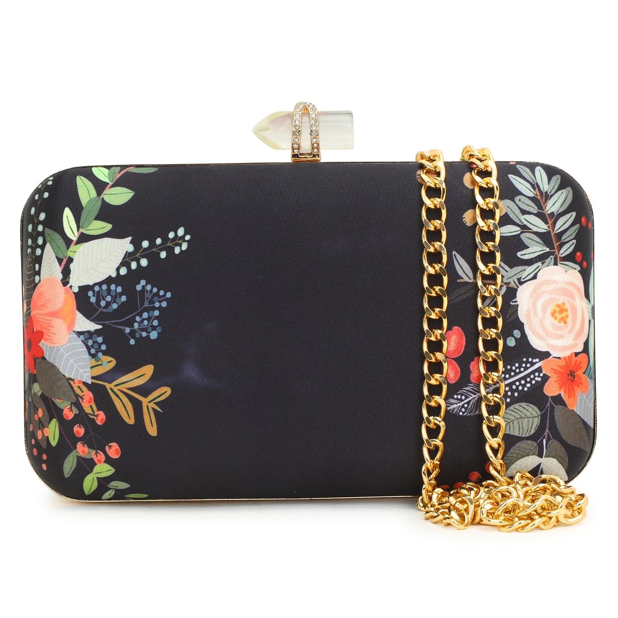Customised Black Name Embroidery Highlight Party Clutch