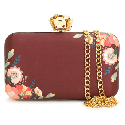 Customised Brown Name Embroidery Highlight Party Clutch