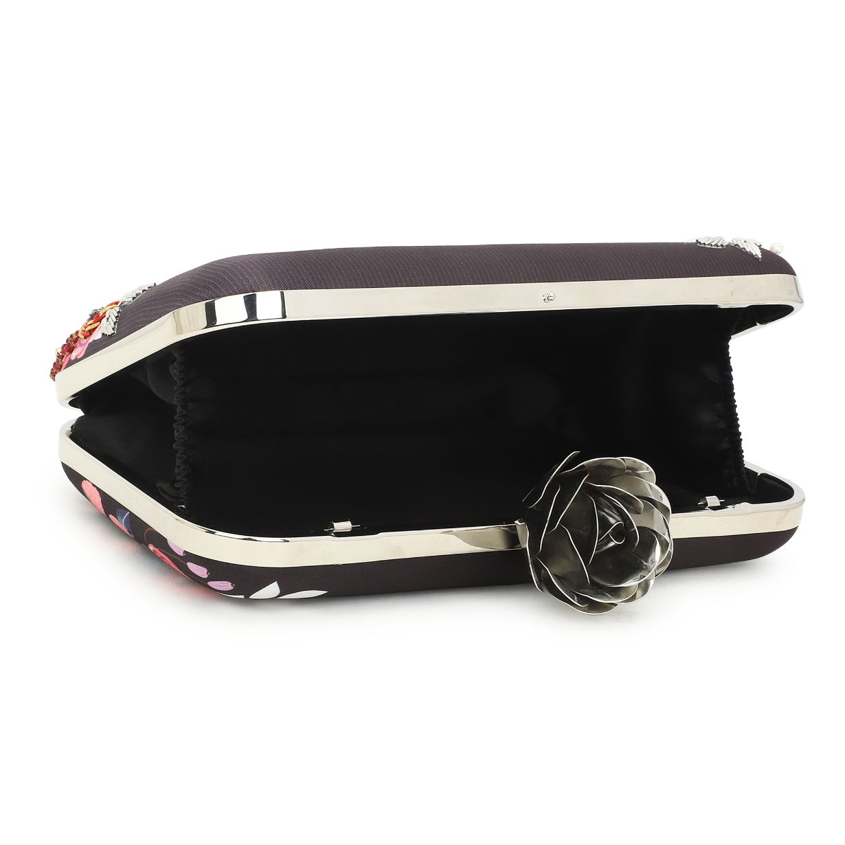 Customized Grey Embroidery Name Highlight Party Clutch