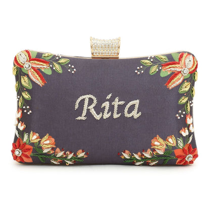Customised Name Embroidery Highlight Party Clutch