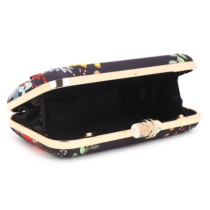 Customised Black Name Embroidery Highlight Party Clutch