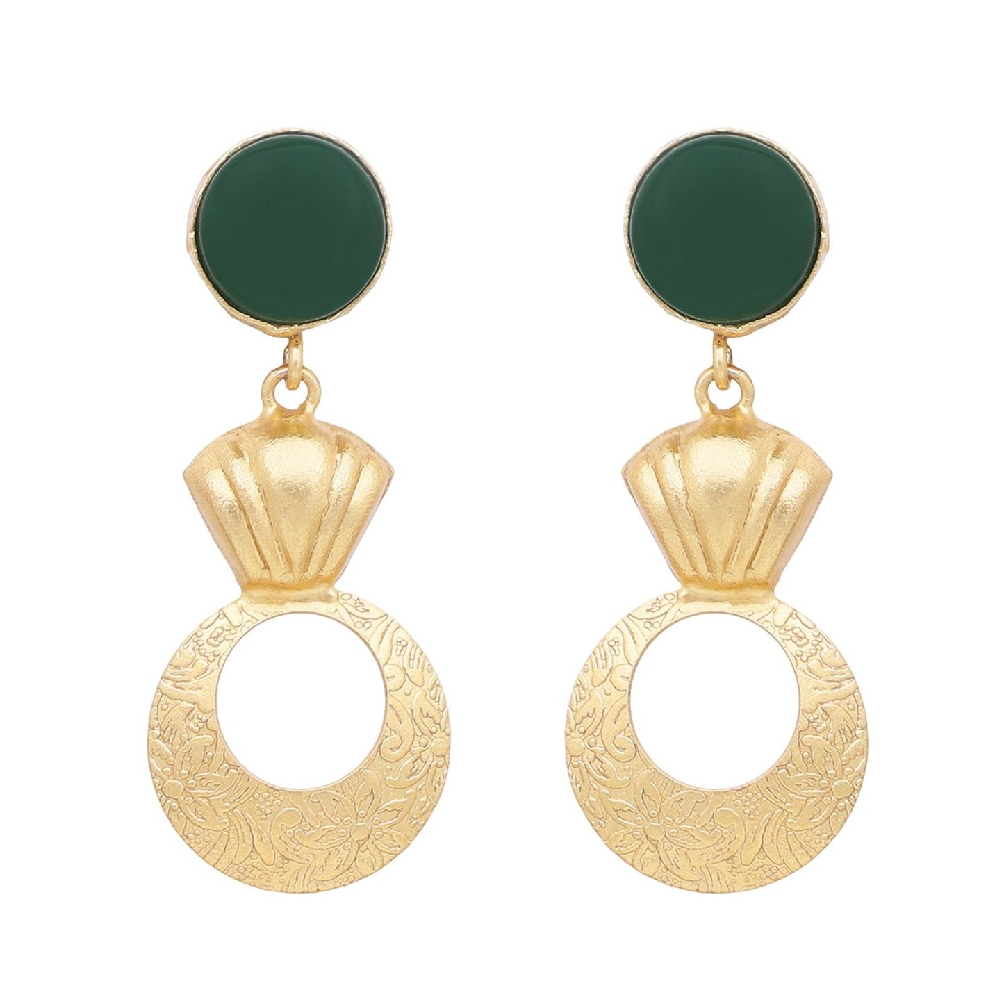 Statement Green and Gold Plated Earrings for Women – Traditional Ethnic Jewelry for Women & Girls