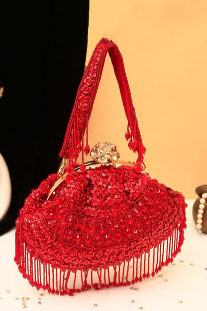 Designer Sequin Soft Pouch Tassel Evening Party Bag