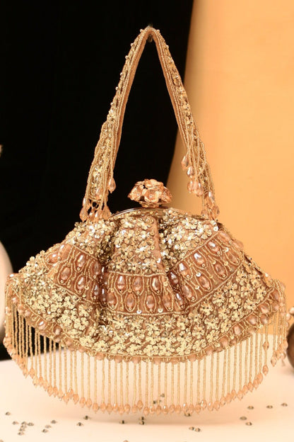 Designer Sequin Soft Pouch Tassel Evening Party Bag