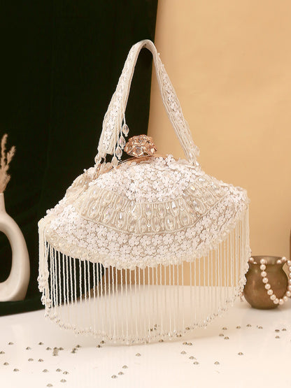 Designer Sequin Soft Pouch Tassel Evening Party Bag