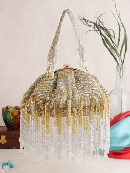 Long Tassel Embroidery Soft Pouch Bag