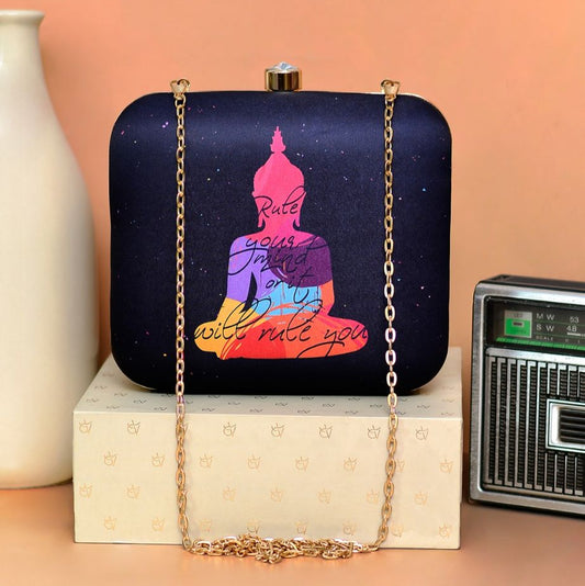 Buddha Black Clutch