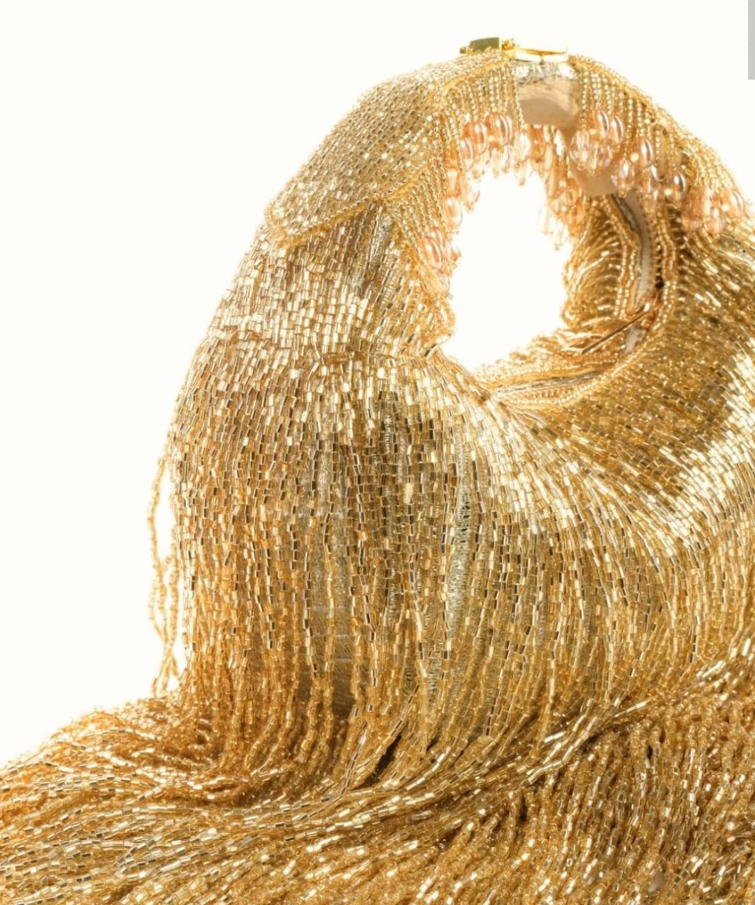 Golden Long Tasseled Embroidered Handbag for Wedding