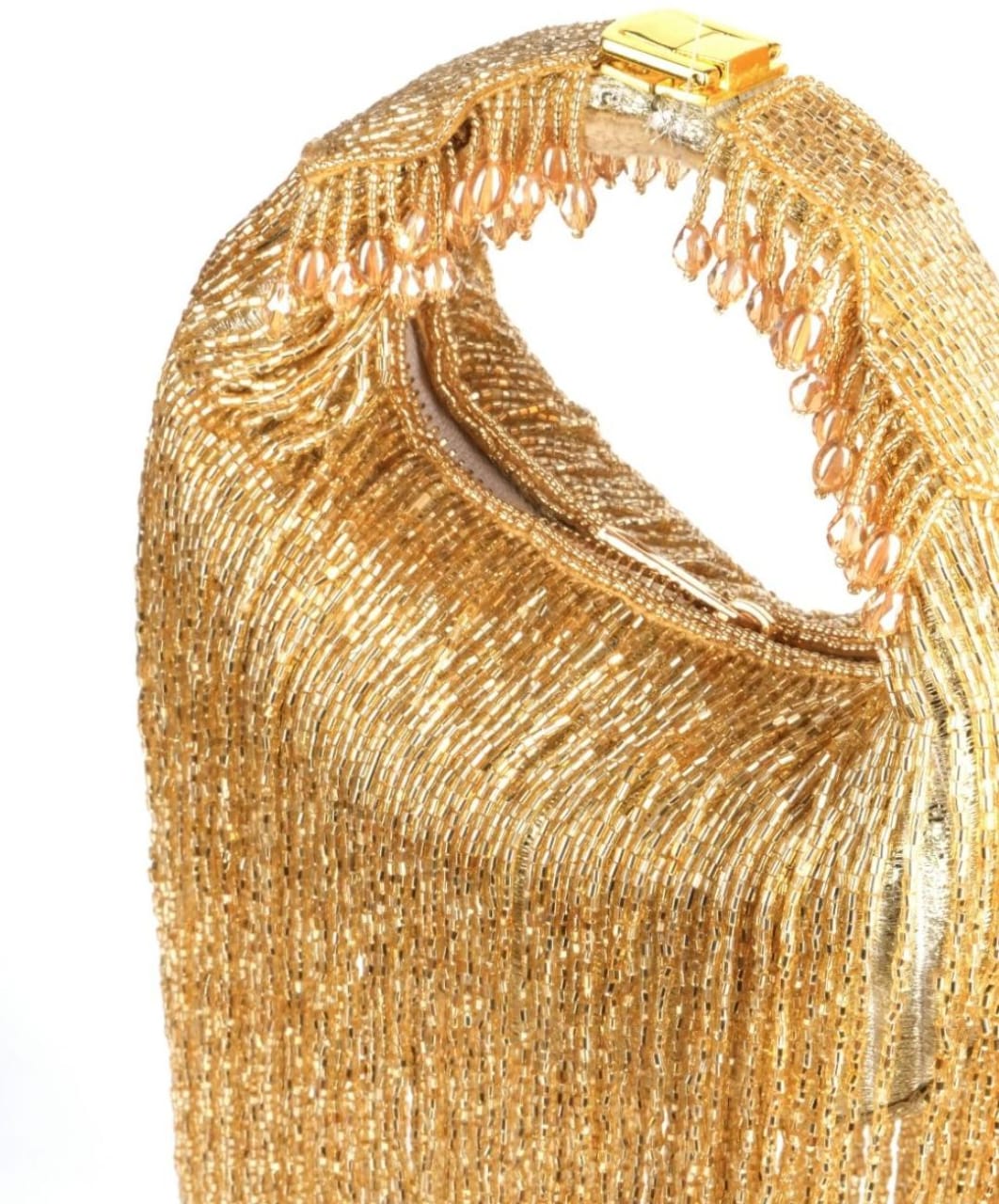 Golden Long Tasseled Embroidered Handbag for Wedding