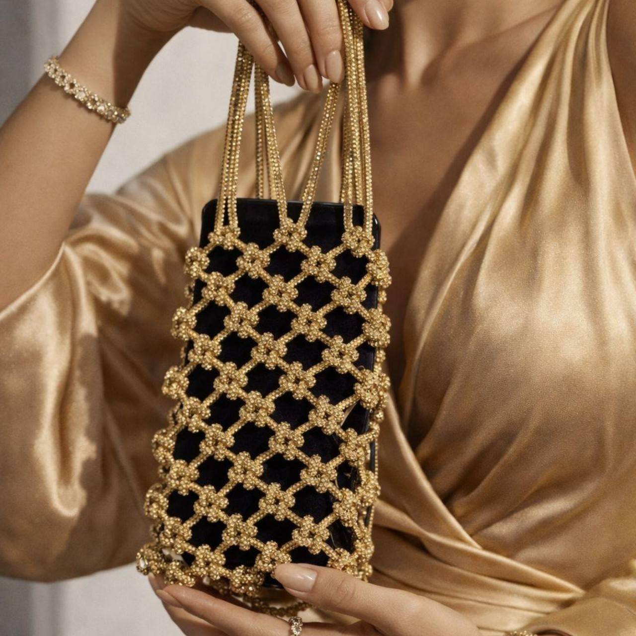 Knotted Macrame Party Mobile Carry Bag