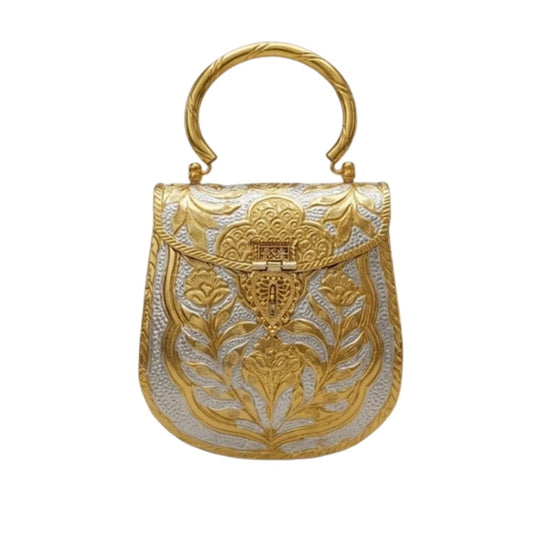 Metal Vertical Vintage Brass Phone Clutch Bag for Women