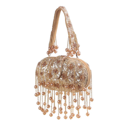 Golden Bead Embroidery Party Clutch Bag for Women