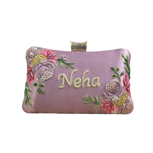 Customised Name Highlight Embroidery Party Clutch for Woman